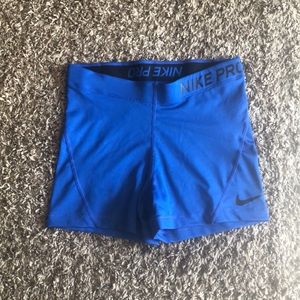 Blue Nike Pro Spandex Shorts